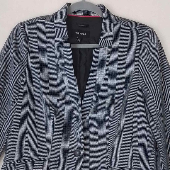 Talbots Aberdeen Blazer Womens Sz 10 Black Tweed Career Jacket Cotton‎ Blend - Picture 5 of 15